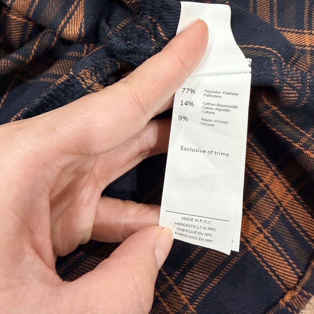 Cupshe Women's Long Sleeve Mini Plaid Black Brown V-neck Dress‎ - Size M - Picture 7 of 11